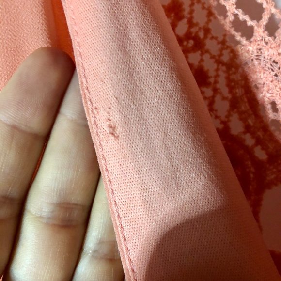 🍀Altar’d State Peach Crochet Long Sleeve Romper - Picture 4 of 9